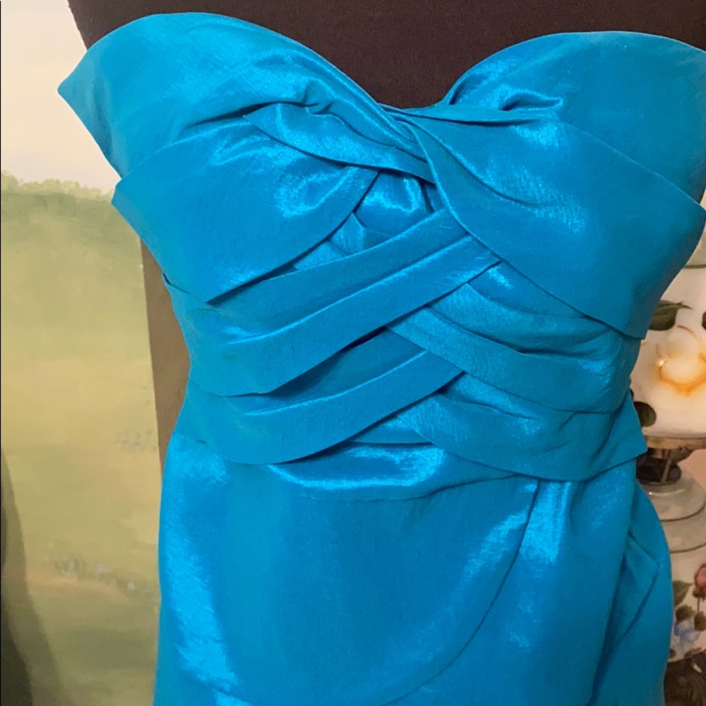 Romeo and Juliet Couture turquoise strapless dress - Picture 2 of 8
